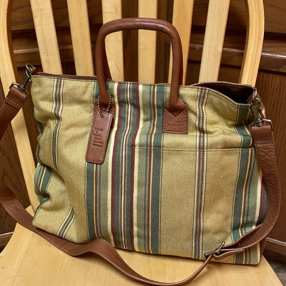 J. Jill Large Cloth striped Tote Purse w/ handles and adjustable shoulder strap
